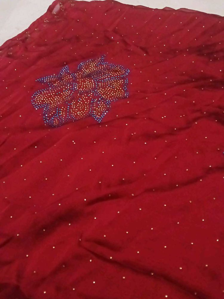 Excellent stone work saree with blouse
