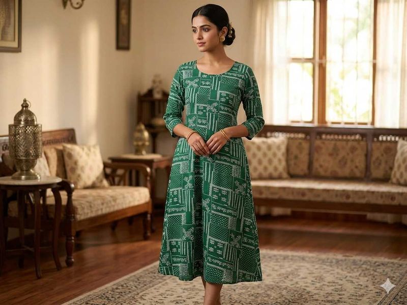 Stylish Green Printed Kurta