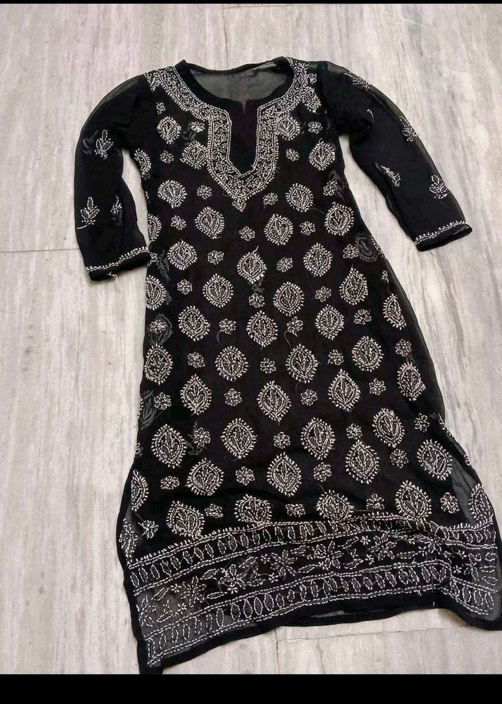 Elegant Black Chikankari Kurta
