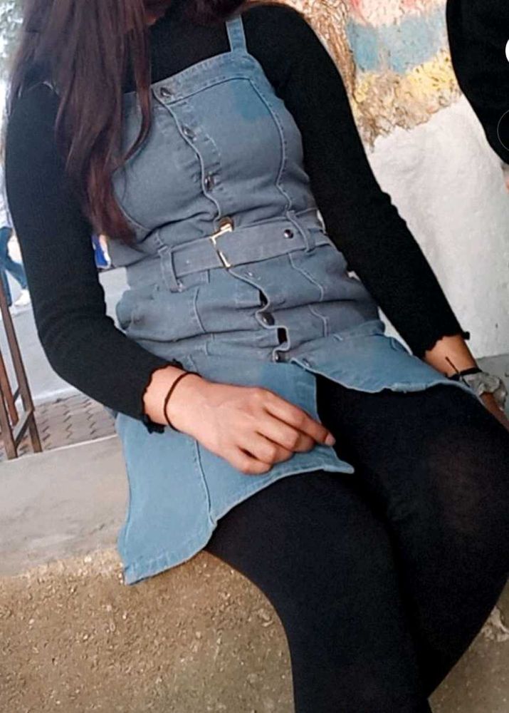 Denim Dress with Belt