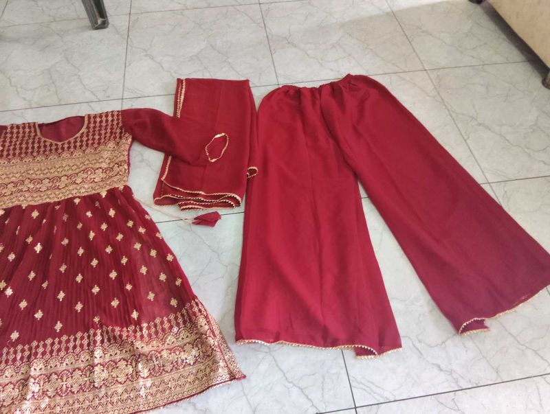 Elegant Maroon Embroidered Kurta Set