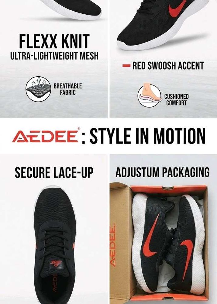 AEDEE Men's Black Sneakers