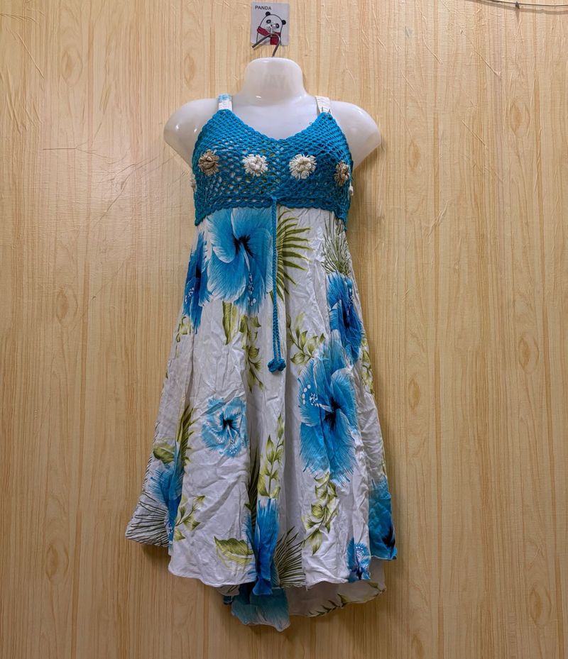 Bohemian Floral Crochet Halter Dress