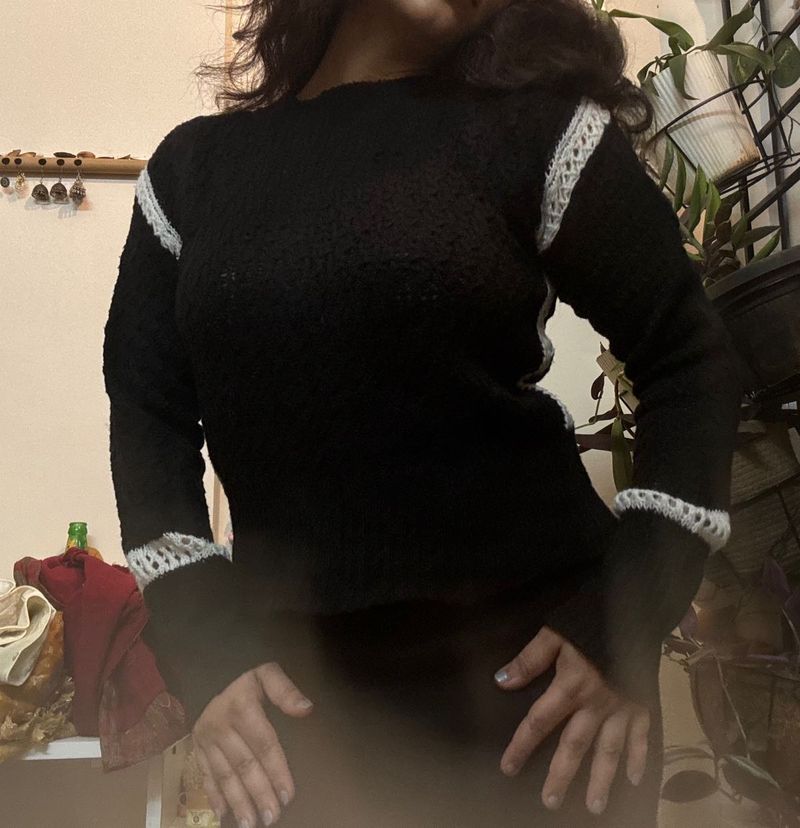 Black Sweater with White detailing