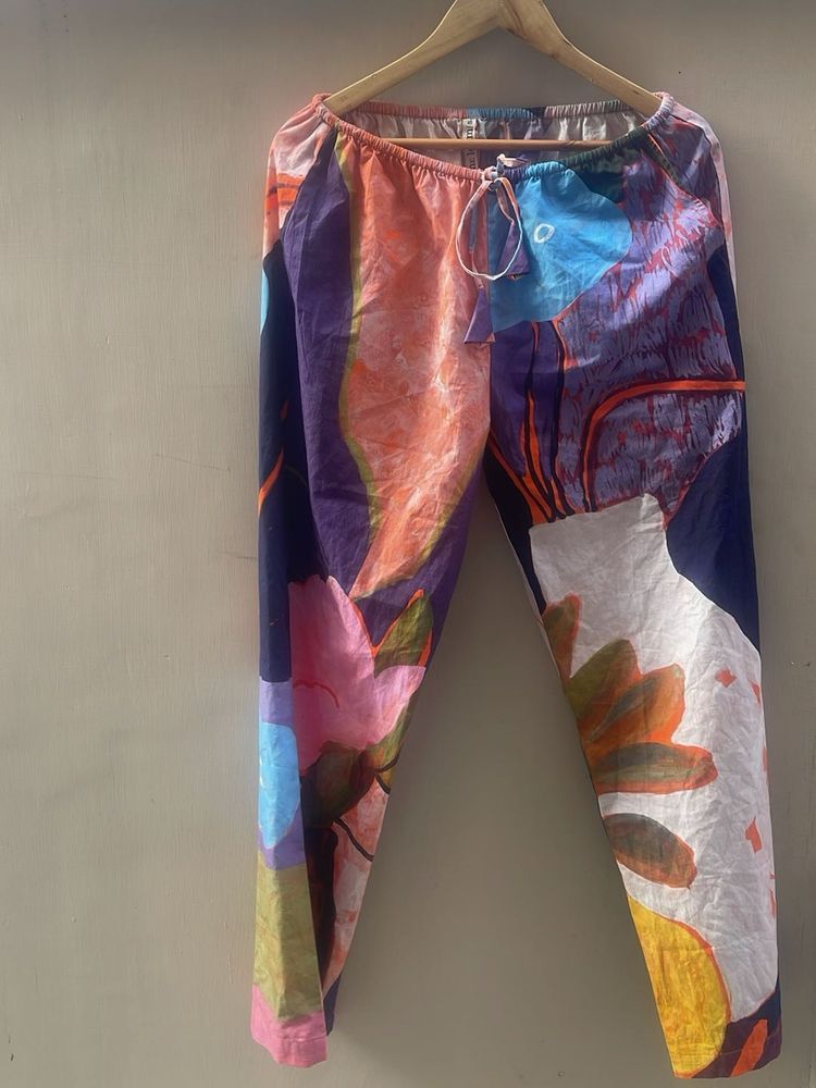Colorful Abstract Print Pants