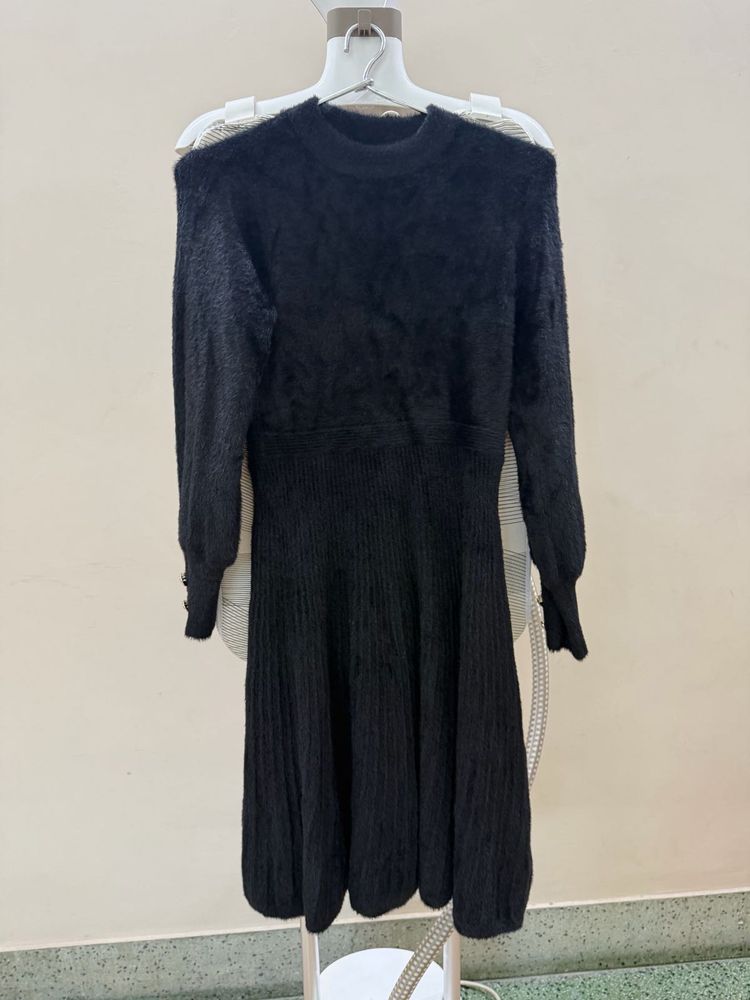 Cozy Black Knit Dress