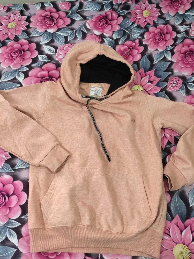 unisex Peach Hooded Sweatshirt