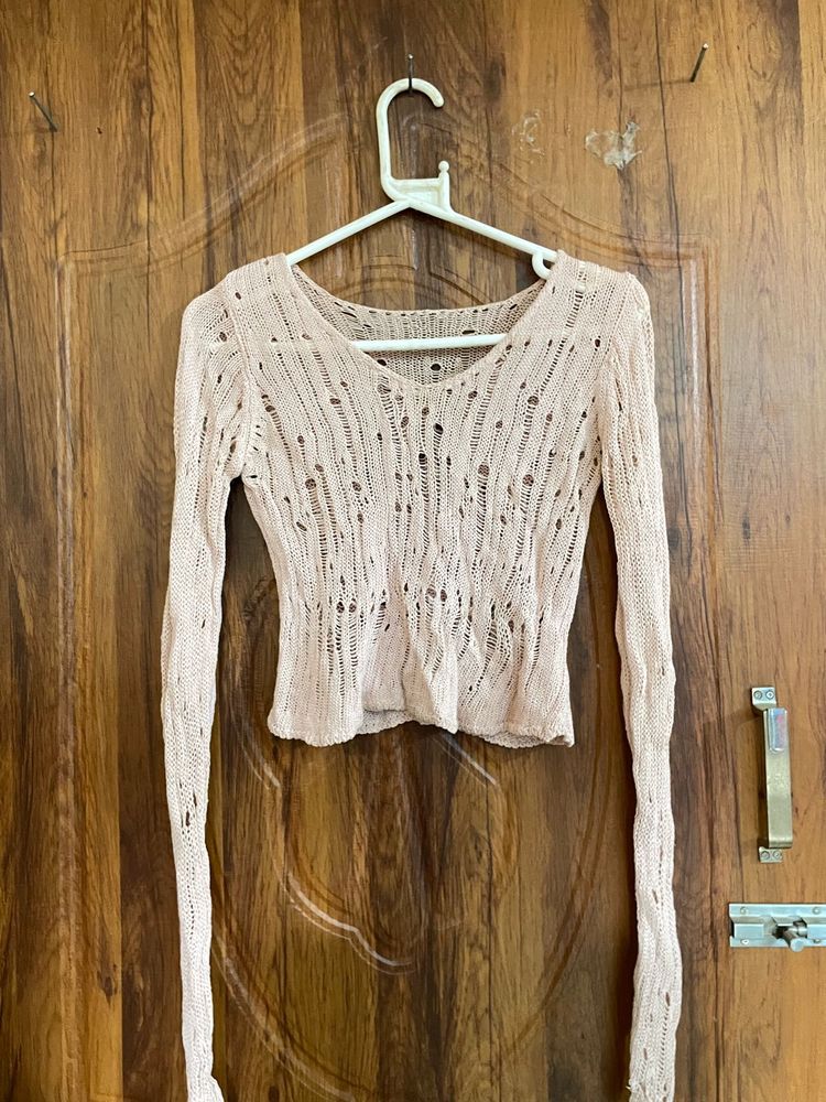 Sheer Knit Long Sleeve Top