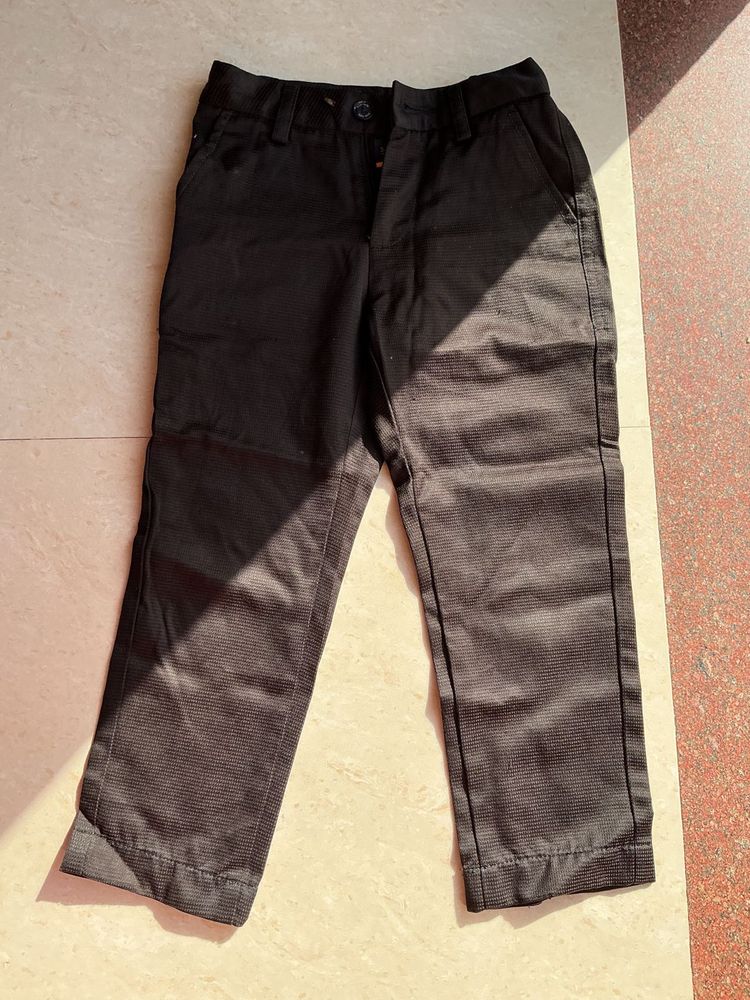 Classic Black Textured Trousers