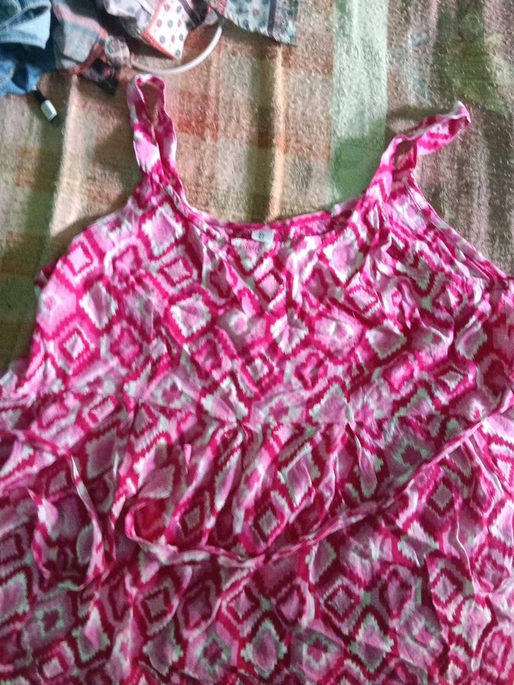 Pink Geometric Print Tank Top