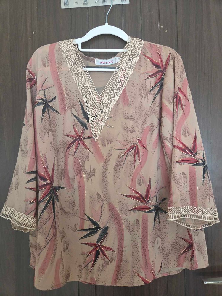 Stylish Printed Kurta with Lace XL
