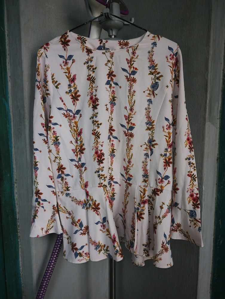Peplum Ladies Tops Floral Print