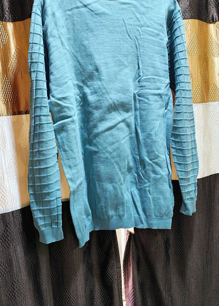 Blue Textured normal tshirt ragular