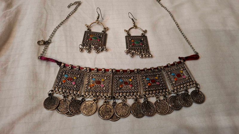 Boho Coin Necklace &amp; Earring Set