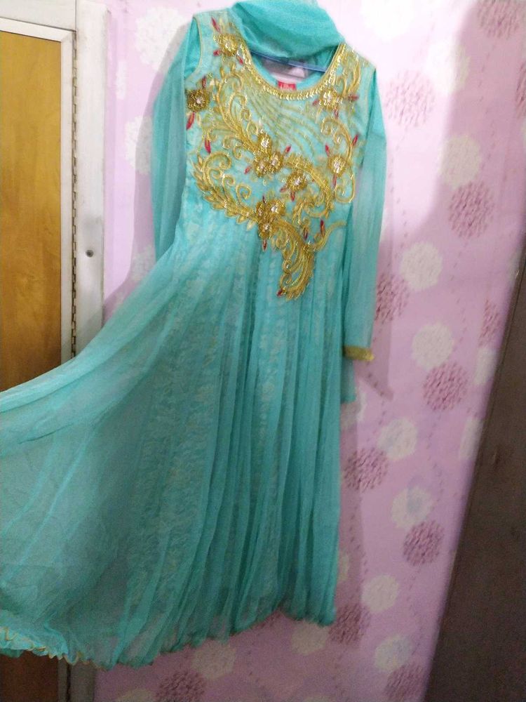 Teal Anarkali Dress