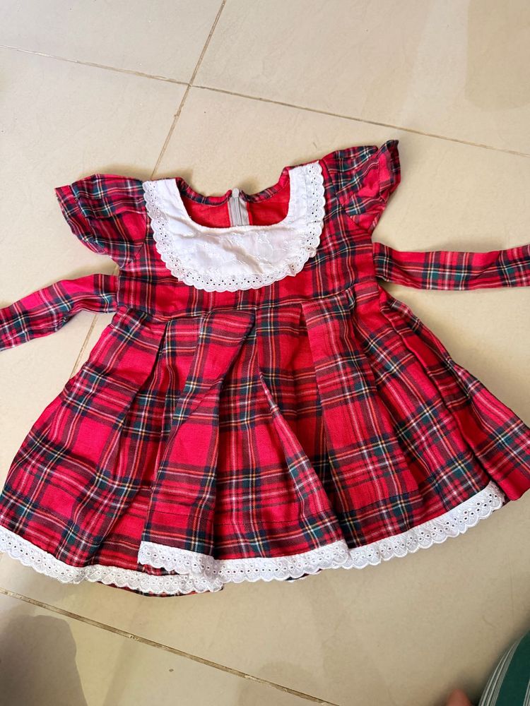 Adorable Red Plaid Baby Dress