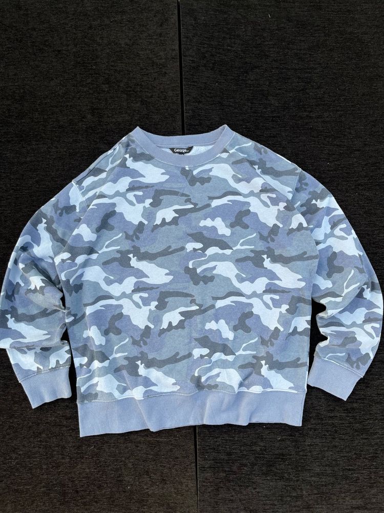 Stylish Blue Camo Crewneck Sweatshirt