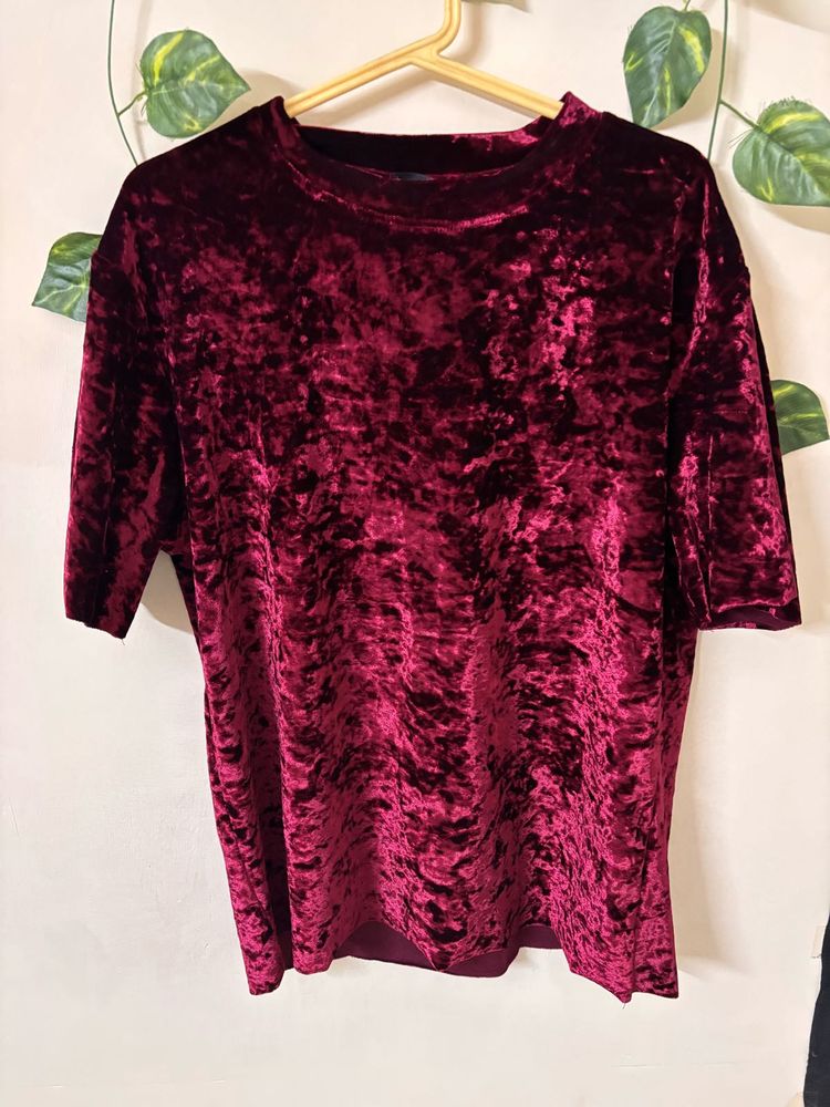 Burgundy Velvet T-Shirt