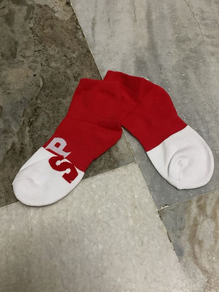 Red &amp; White Crew Socks