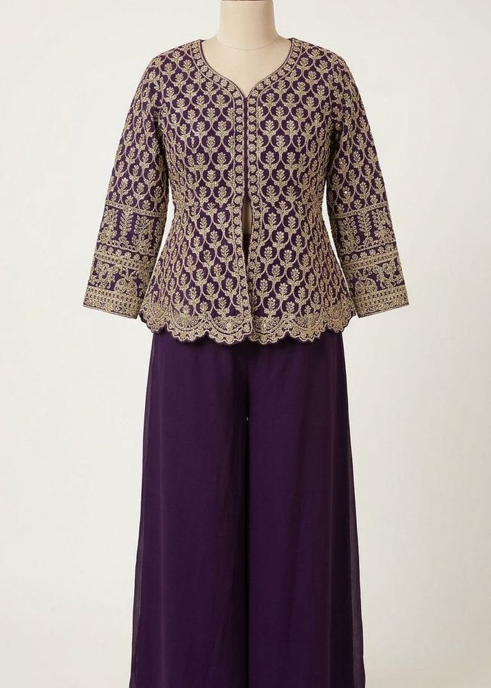 Embroidered Kurta Set with Palazzo Pants