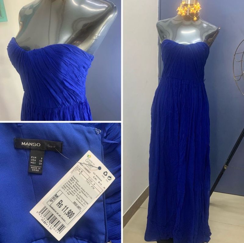 MANGO Royal Blue Flowy Dress