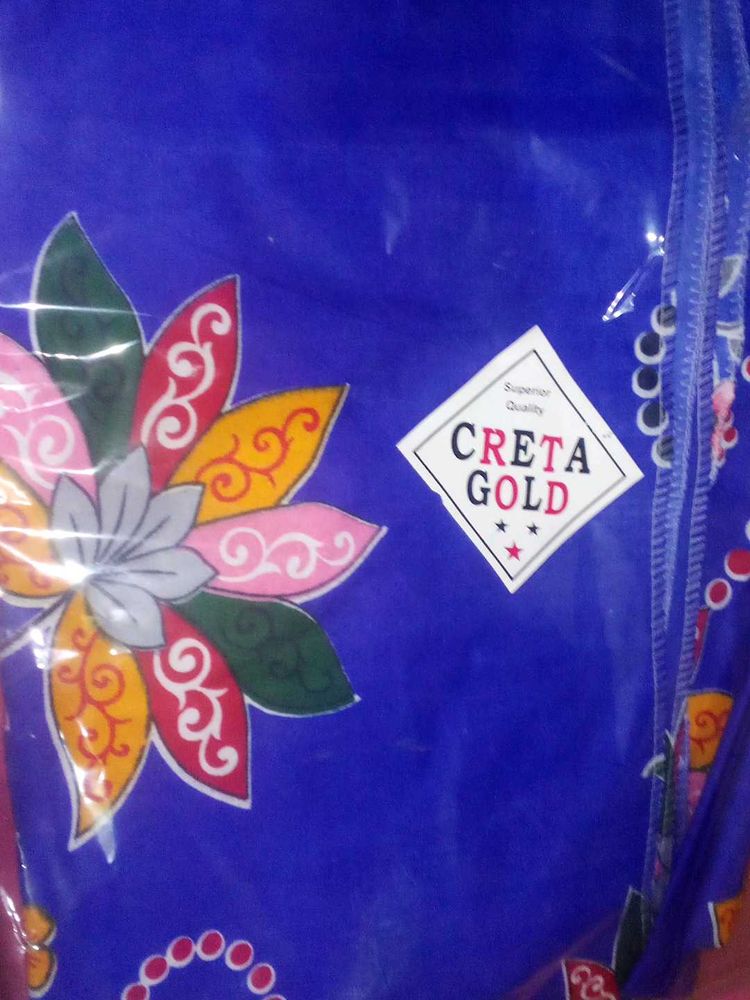 Vibrant blue bedsheet with Floral Print , two pill
