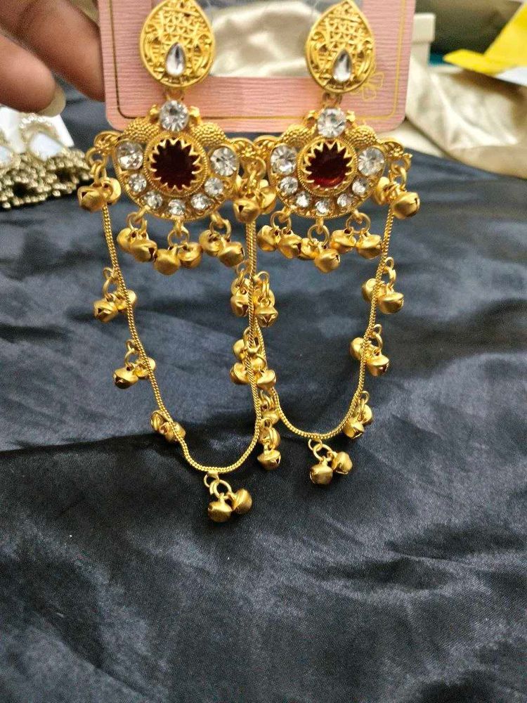 Royal Red Stone kashmiri Earrings 💛