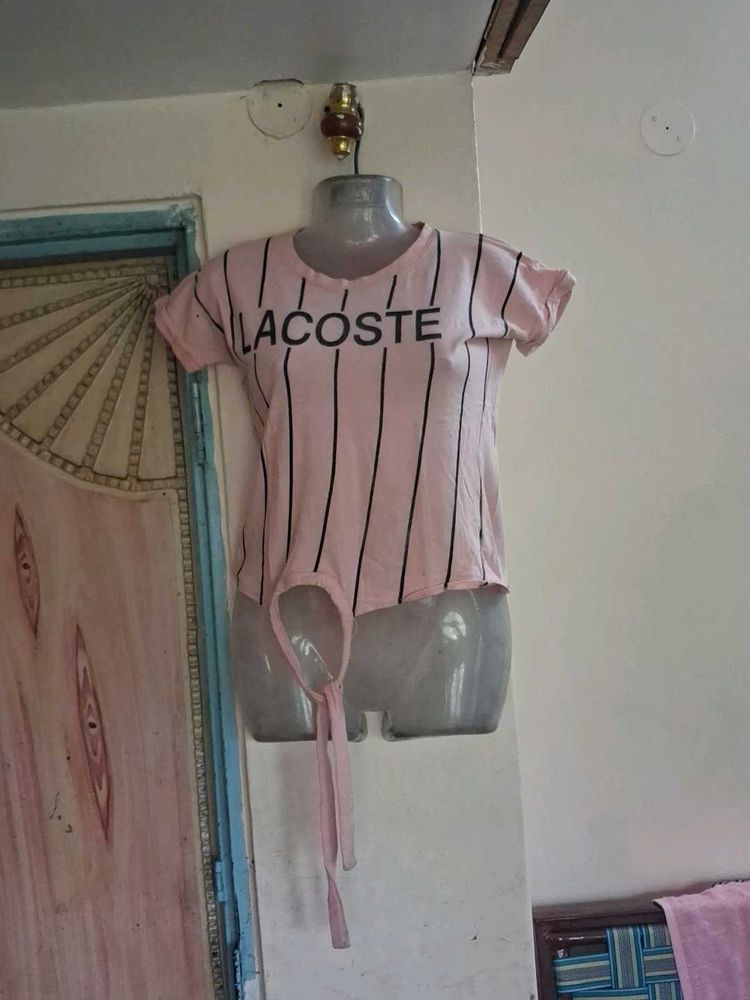 Pink Striped Lacoste Top