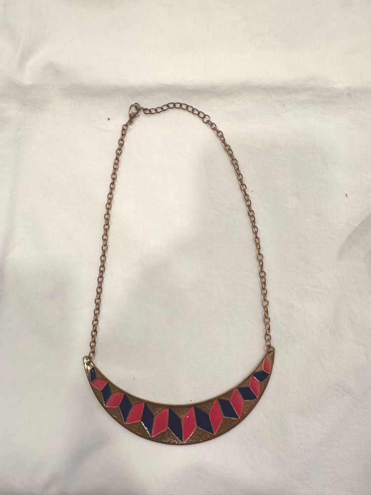 Geometric Pattern Statement Necklace