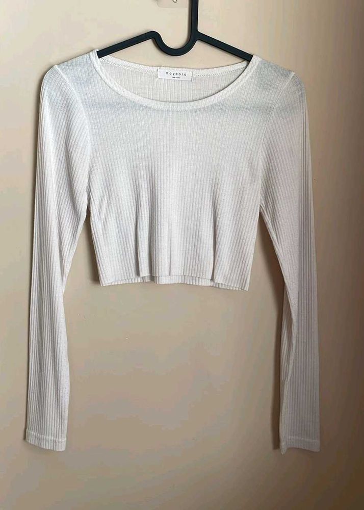 Ribbed Knit Long Sleeve Crop Top