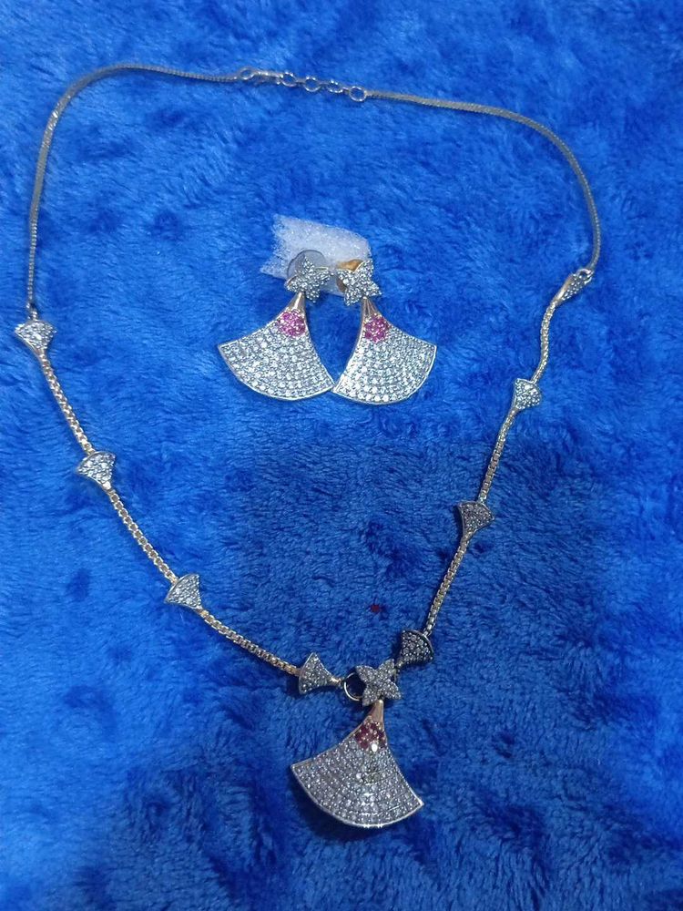 Exquisite CZ Necklace and Earring Set