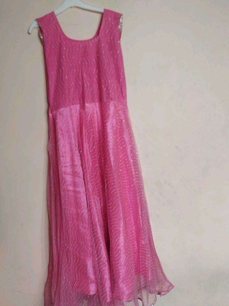 Beautiful Pink Long Kurti With Plazo Dupatta 💗