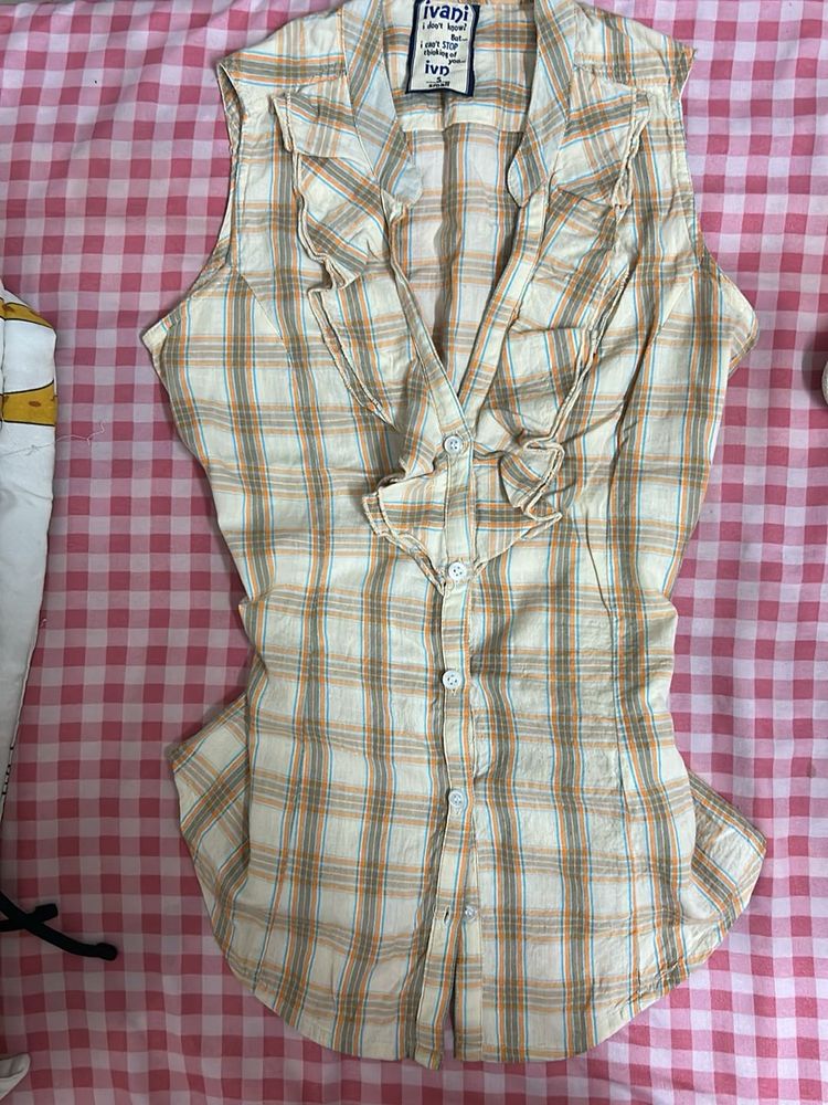 Y2k Vintage Plaid Sleeveless Fitted Top