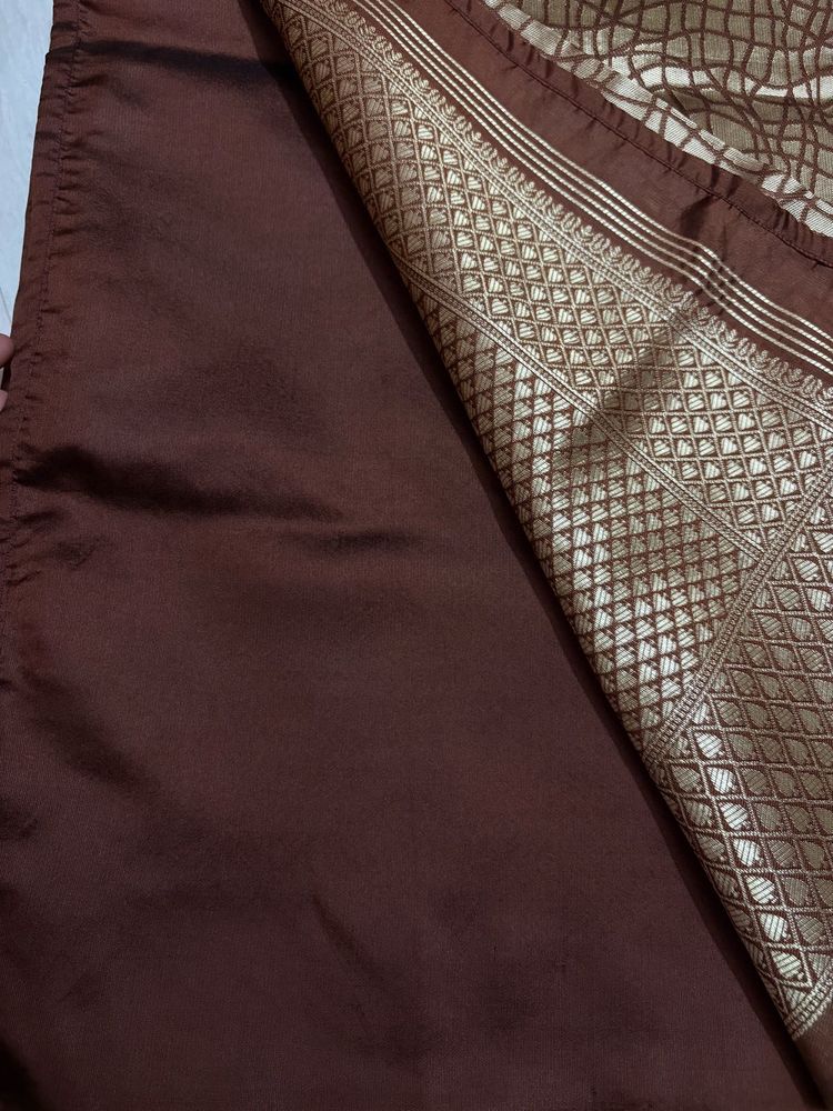 Silk Saree with Unique Print Coffee Brown Sare