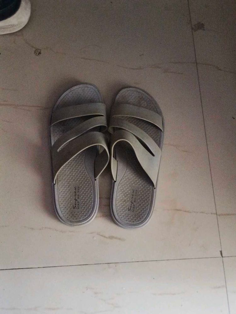 Comfortable Grey Slip-On Sandals