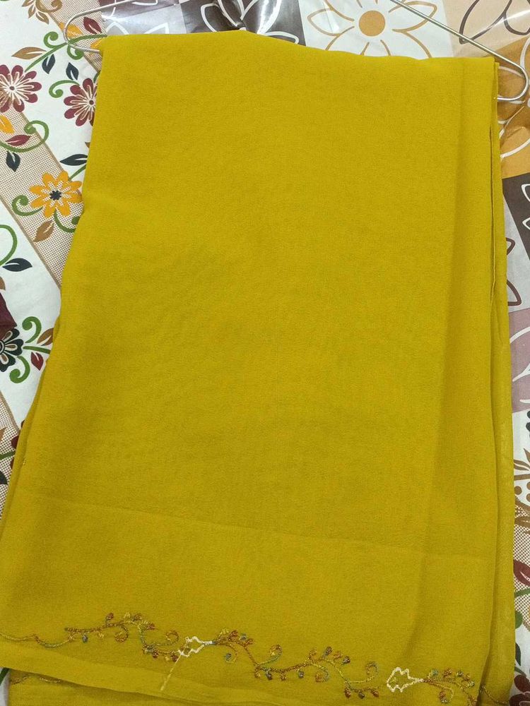 Elegant Yellow Embroidered Saree