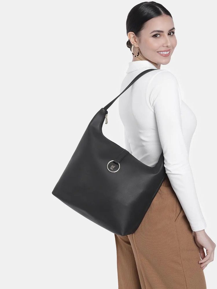 Baggit Black Faux Leather Shoulder Bag