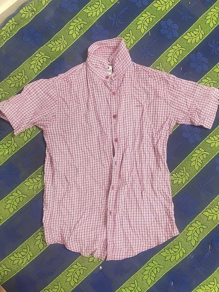 Men's Plaid Short Sleeve Shirt Size L