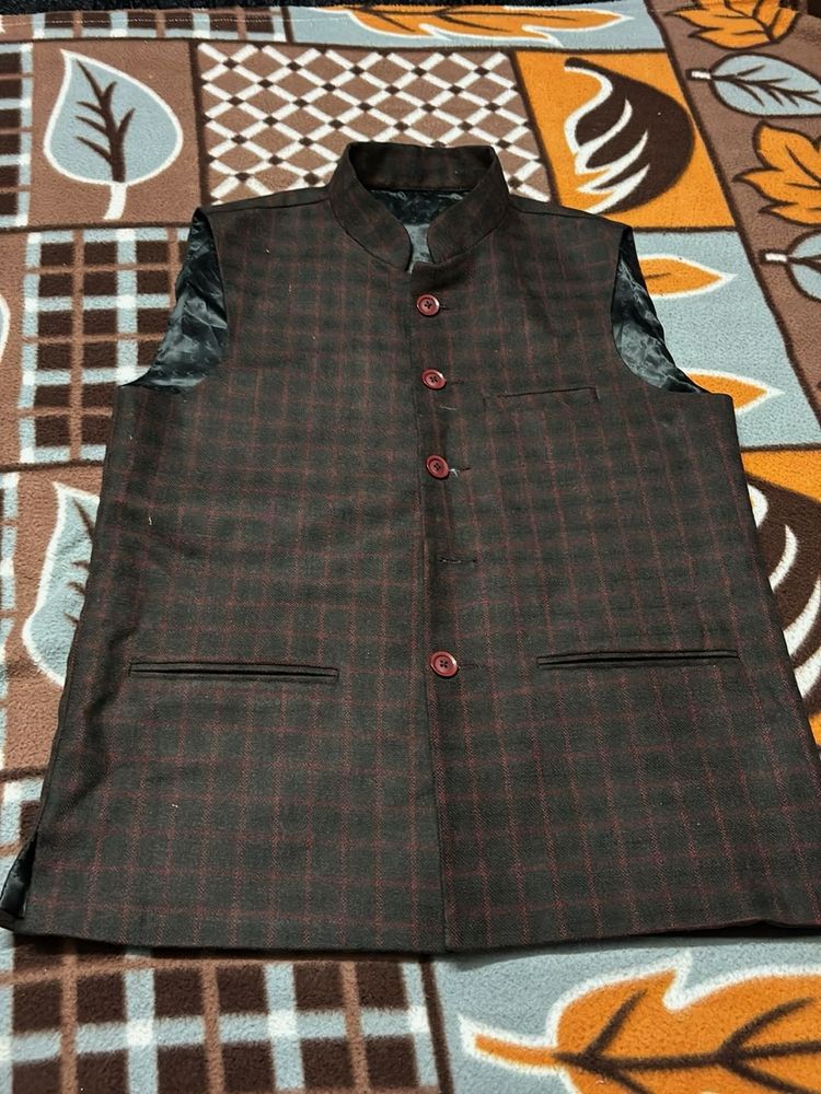 Checked Sleeveless Waistcoat