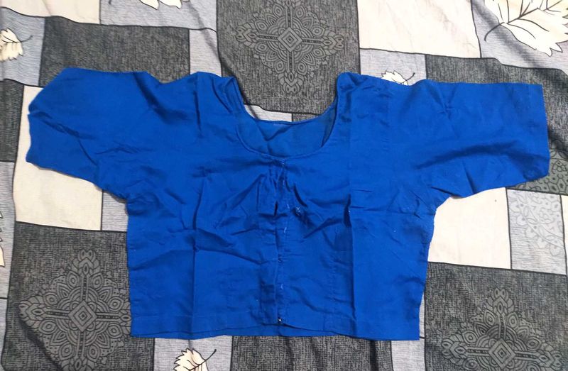 sttiched Blue cotton Blouse