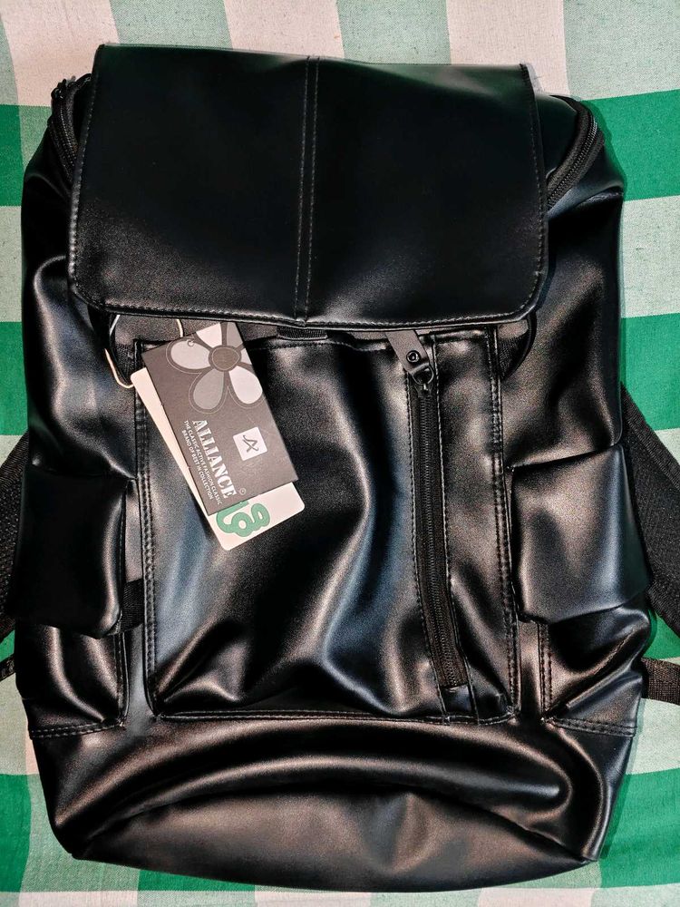 Black Leather Elite Backpack