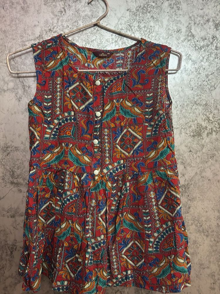 Boho Print Sleeveless Kurta