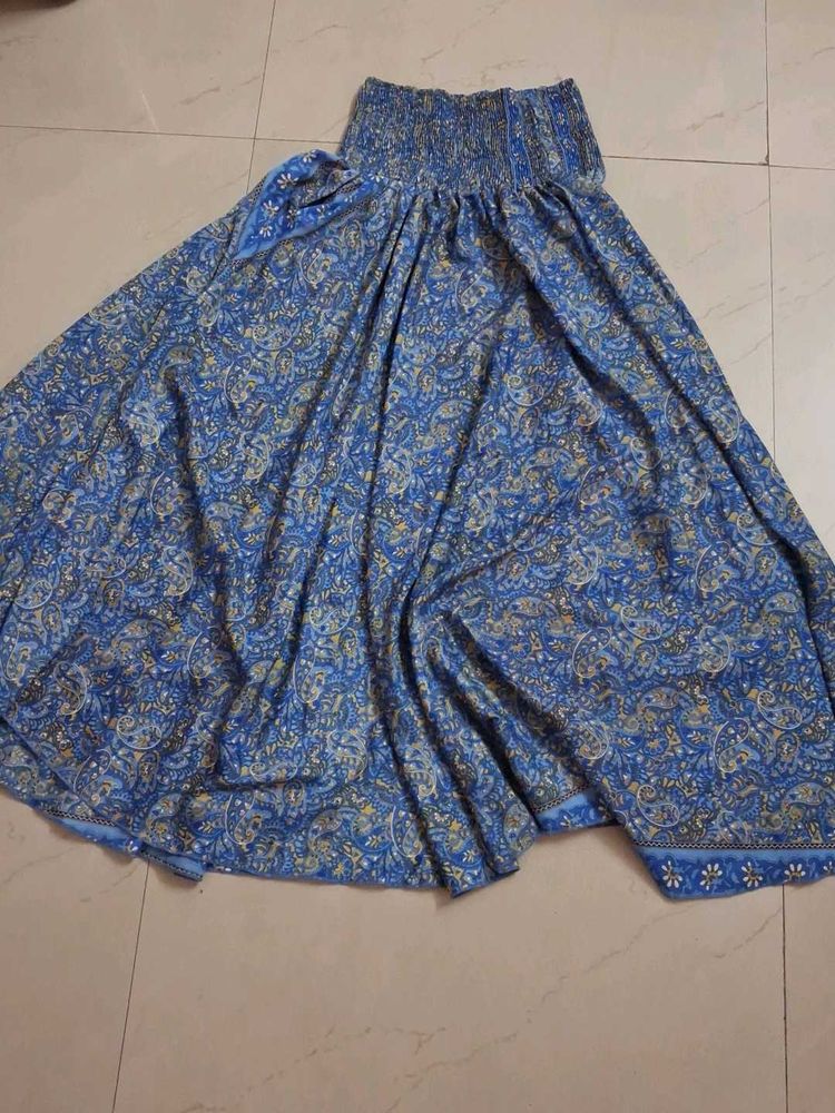 Bohemian Blue Paisley Print Maxi Skirt