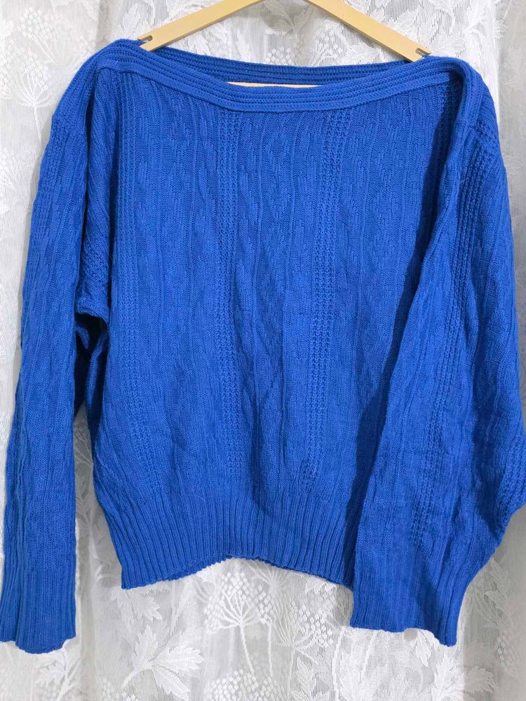 Cobalt Blue Cable Knit Sweater