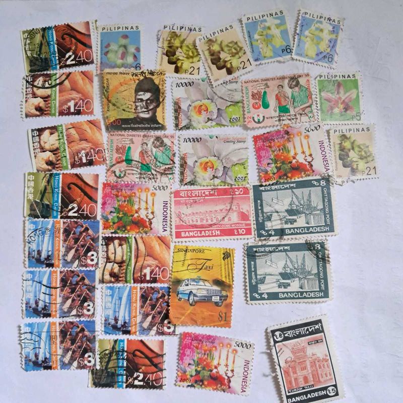 30 Vintage Asian countries Stamp