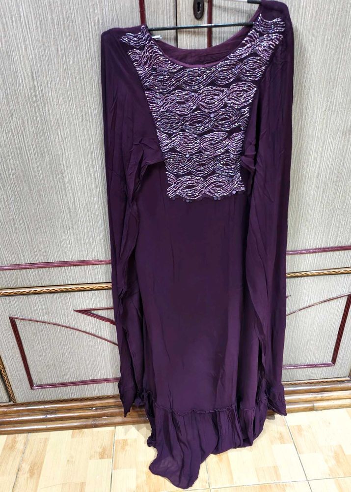 Elegant Purple Embellished Ethnic Gown