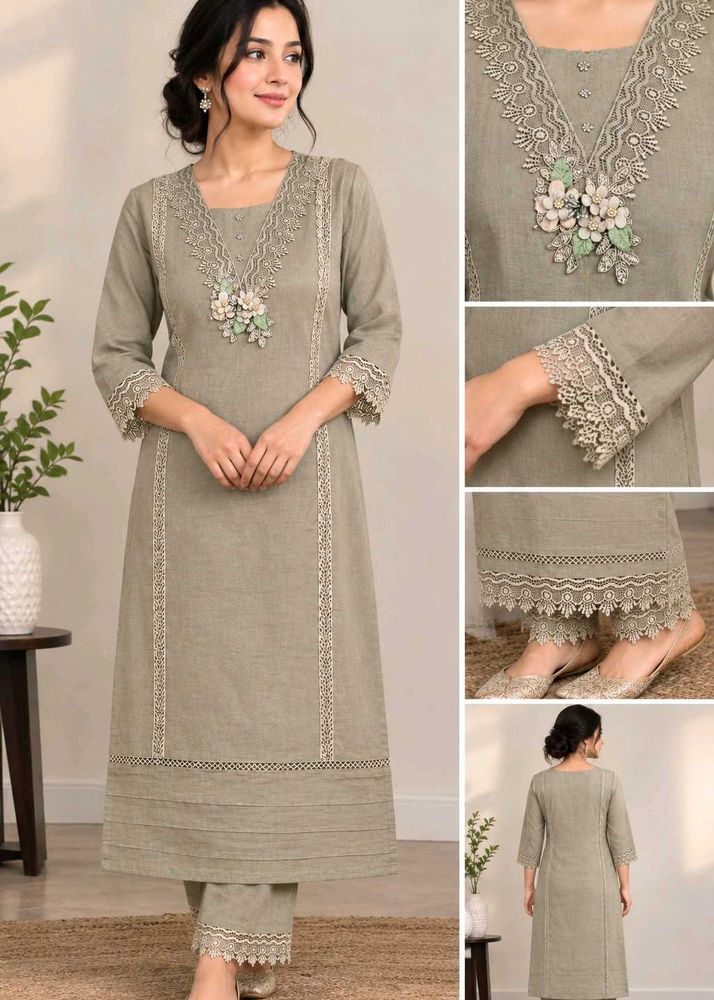 Elegant Kurta Set with Lace Detailing