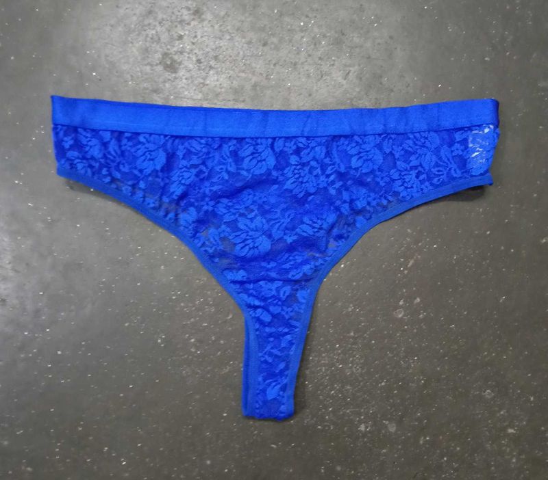 Blue Lace Thong Panty