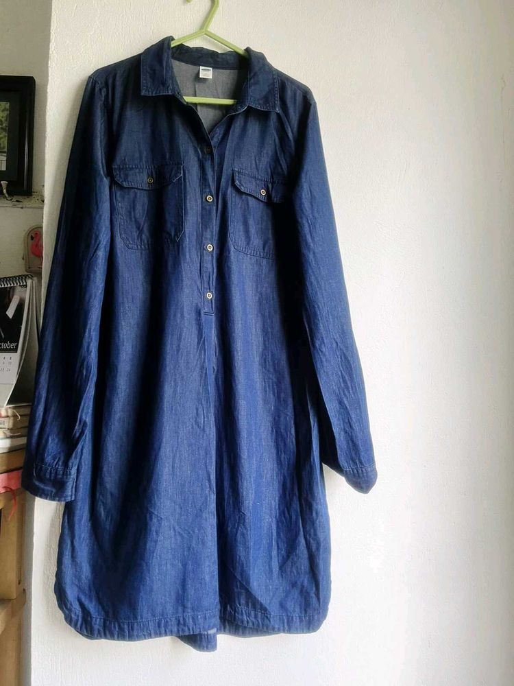 Classic Blue Denim Shirt Dress