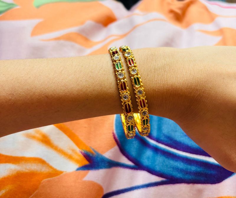 Traditional Meenakari Gold Bangles